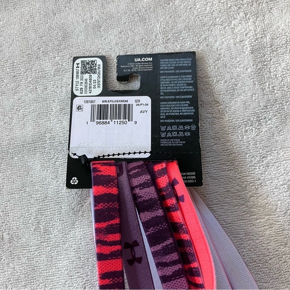NWT Under Armour Pink&Purple No-Slip Silicon Grip Thin Sporty Headband Set (6) - Picture 5 of 5